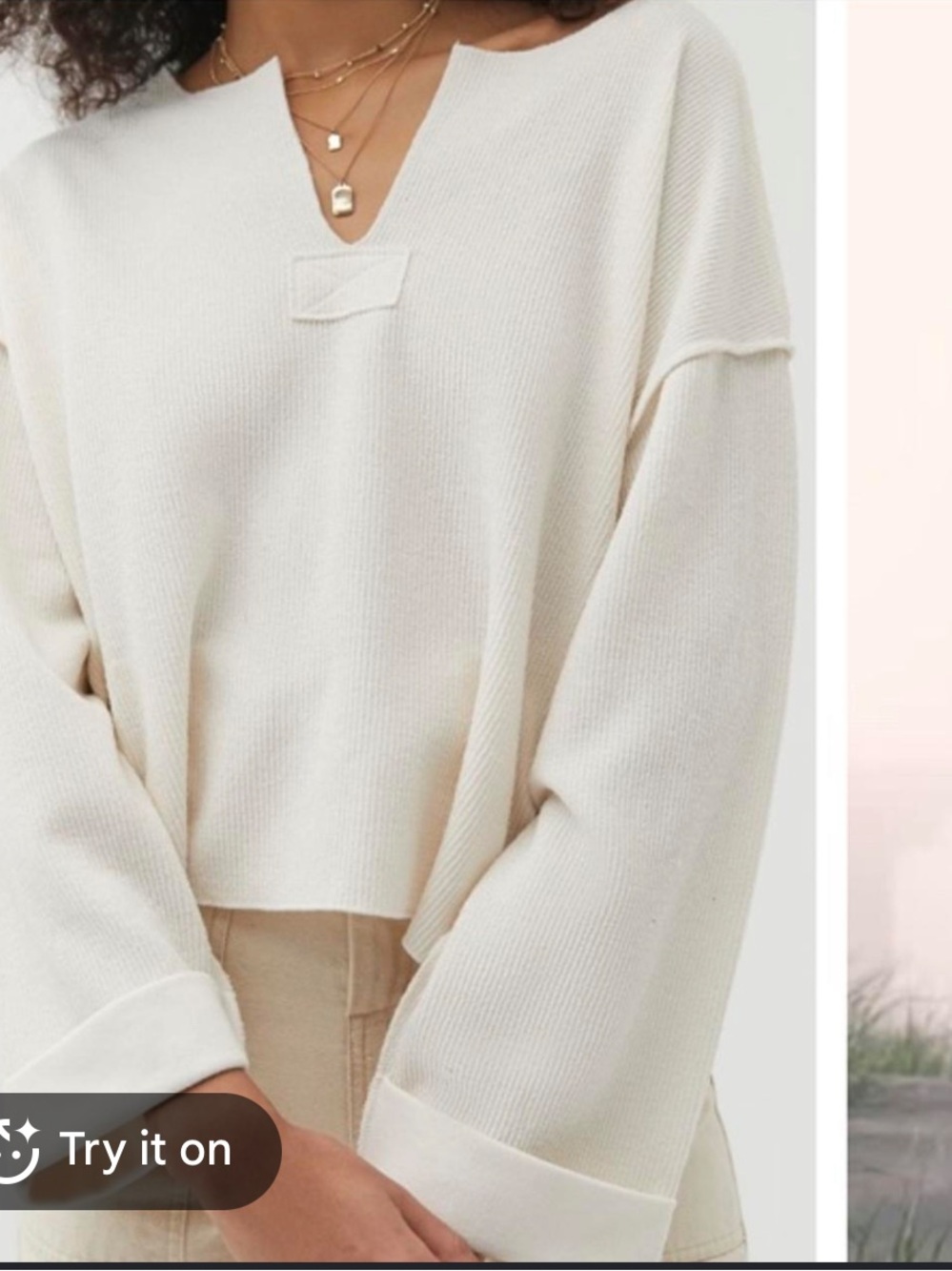 Urban Outfitters | Jax Inside Out Notch Neck Wide Sleeves pullover sweater